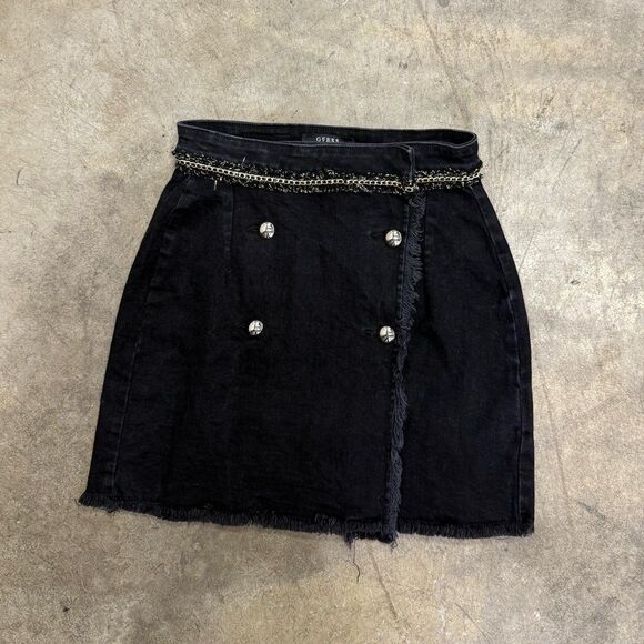 Vintage Guess Wilma denim tweed embellished mini skirt - Picture 1 of 7